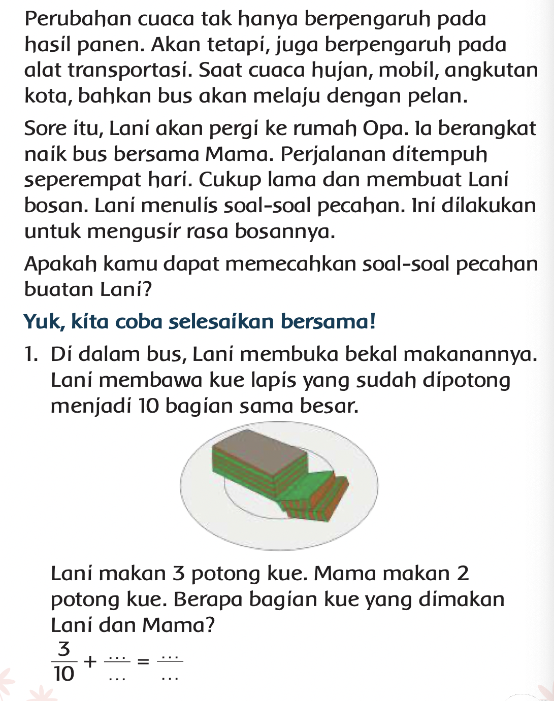 Memecahkan Soal Soal Pecahan Kunci Jawaban Matematika Kelas 3 Sd Tema