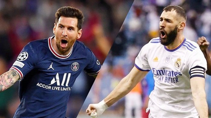 Kolase foto Messi dan Benzema. PSG vs Real Madrid akan bertemu di laga pembuka babak 16 besar Liga Champions 2021/2022. 