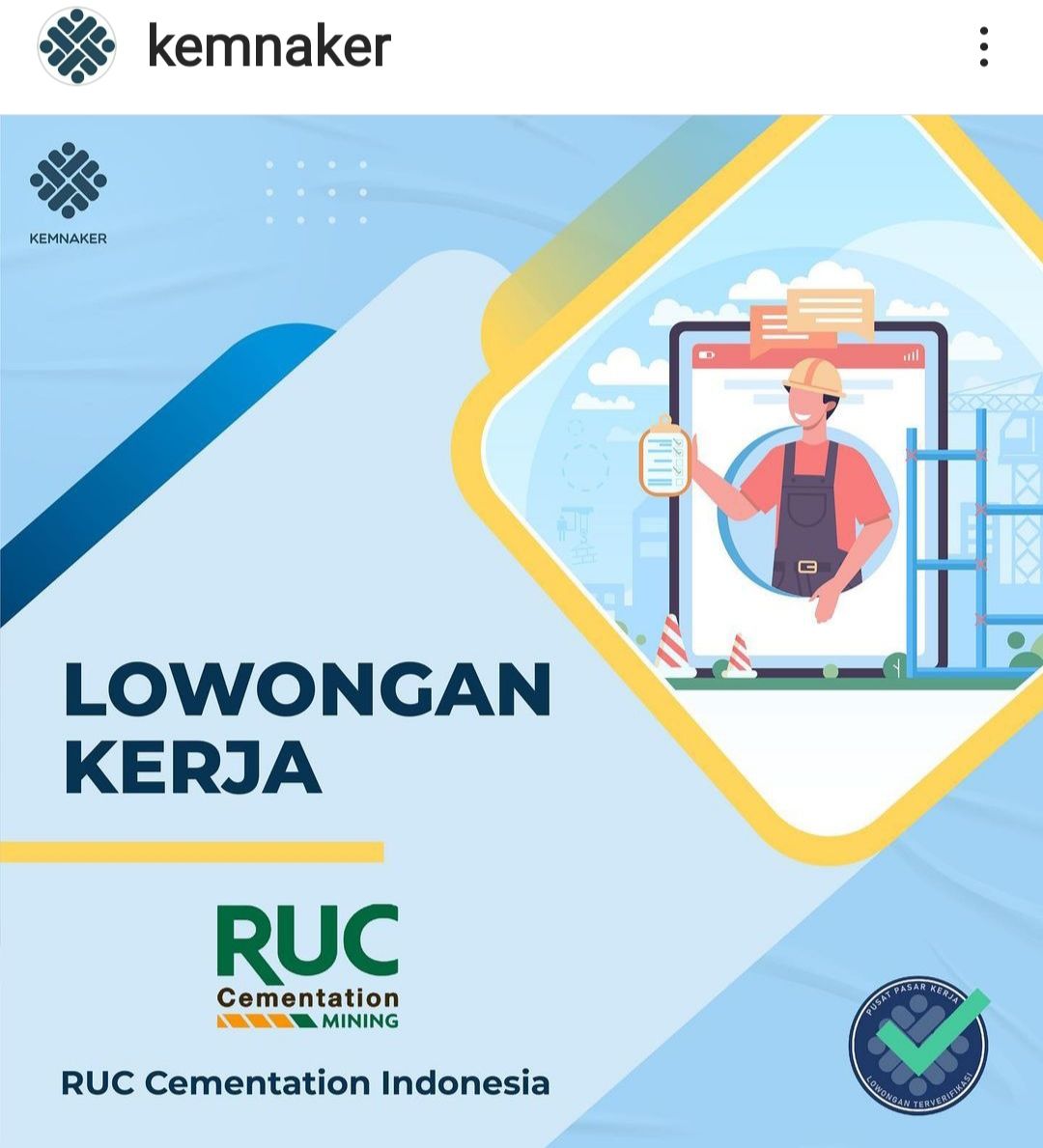 Simak lowongan kerja di RUC Cementation Indonesia dengan gaji hingga Rp22 juta per bulan untuk lulusan S1.