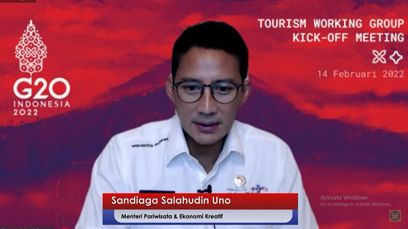 Menparekraf Sandiaga Uno saat membuka Tourism  Working Group 