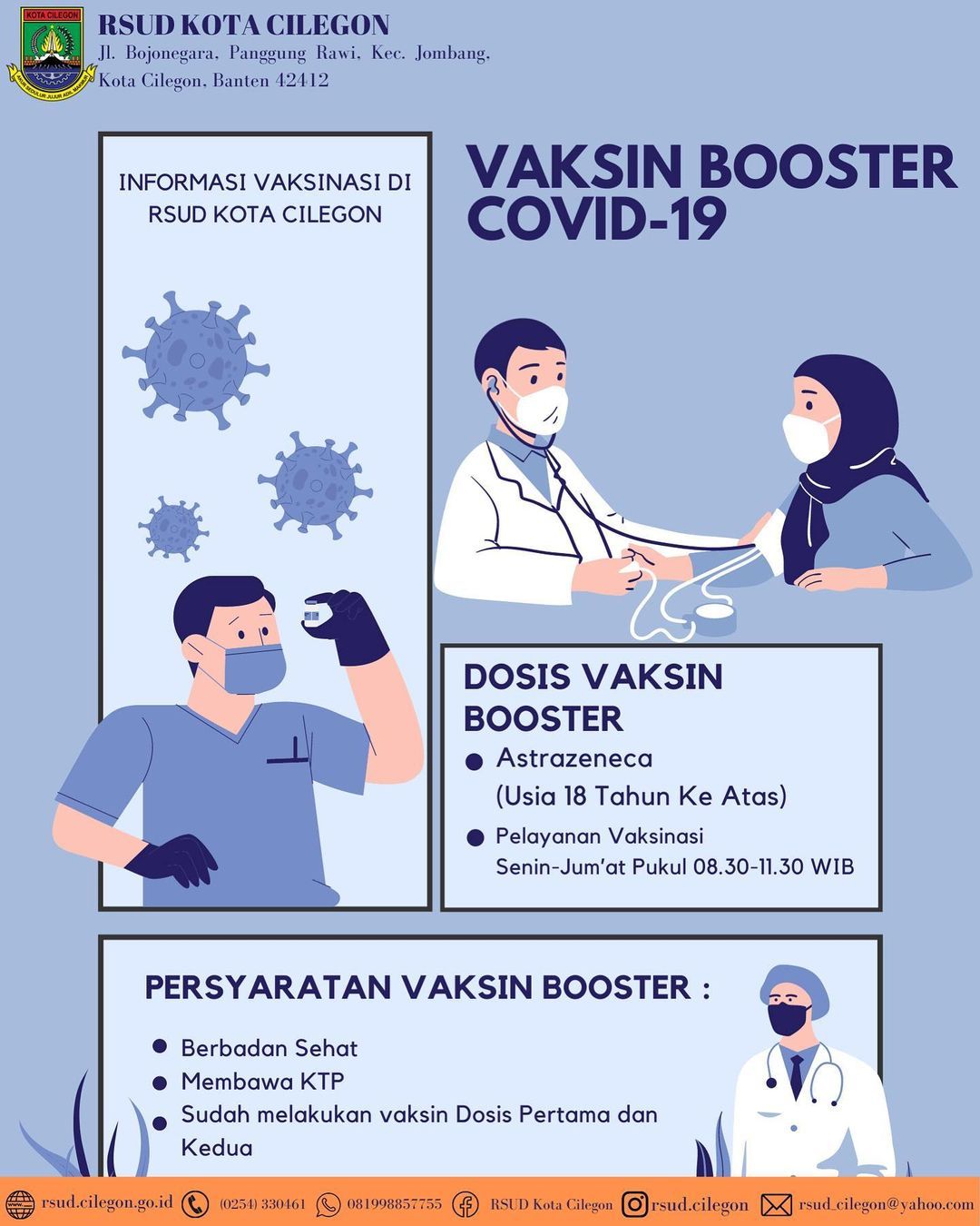 Info Vaksin Covid-19 Booster di RSUD Cilegon jadwal setiap hari Senin-Jumat, tersedian dosis AstraZeneca