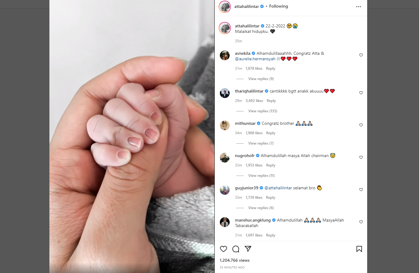 banjir komentar atta yang upload jari bayi di instagramnya