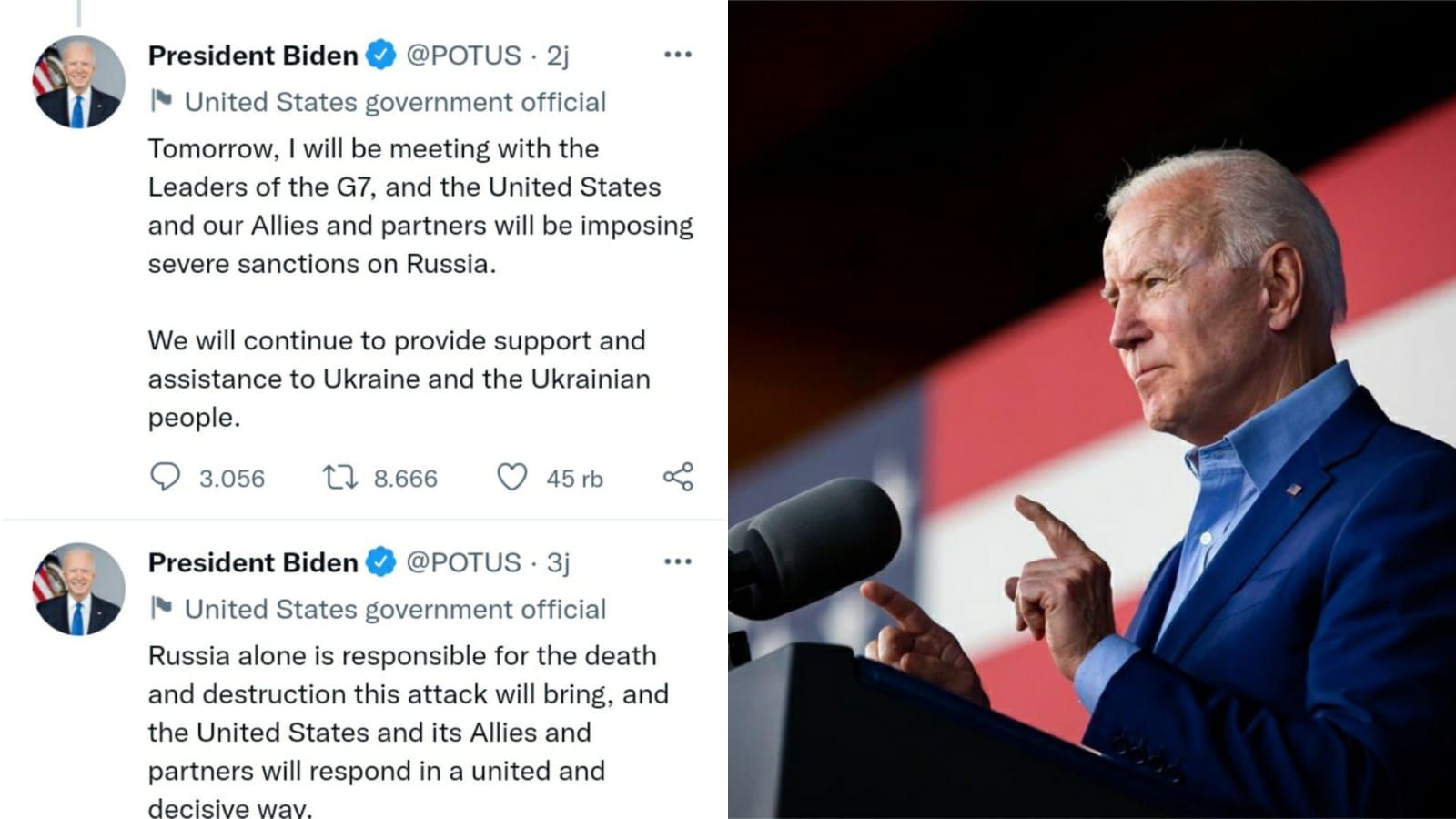 Tweet Biden tentang Kecamannya terhadap Rusia