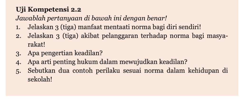 Kunci Jawaban Pkn Kelas 7 Semester 2 Halaman 61 Uji Kompetensi 2 2 Bab 2 Norma Dan Keadilan Ringtimes Bali