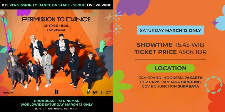 Informasi LIVE VIEWING konser BTS PERMISSION TO DANCE ON STAGE SEOUL di CGV 