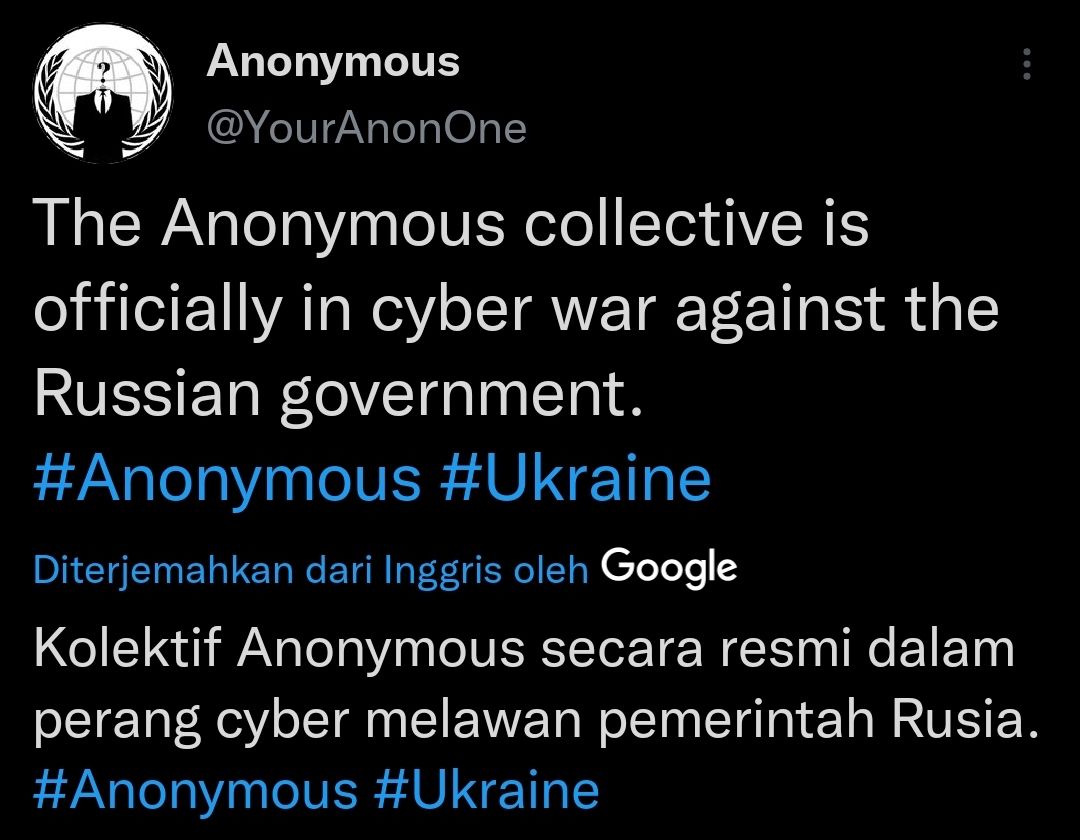 Anonymous deklarasikan perang melawan pemerintah Rusia