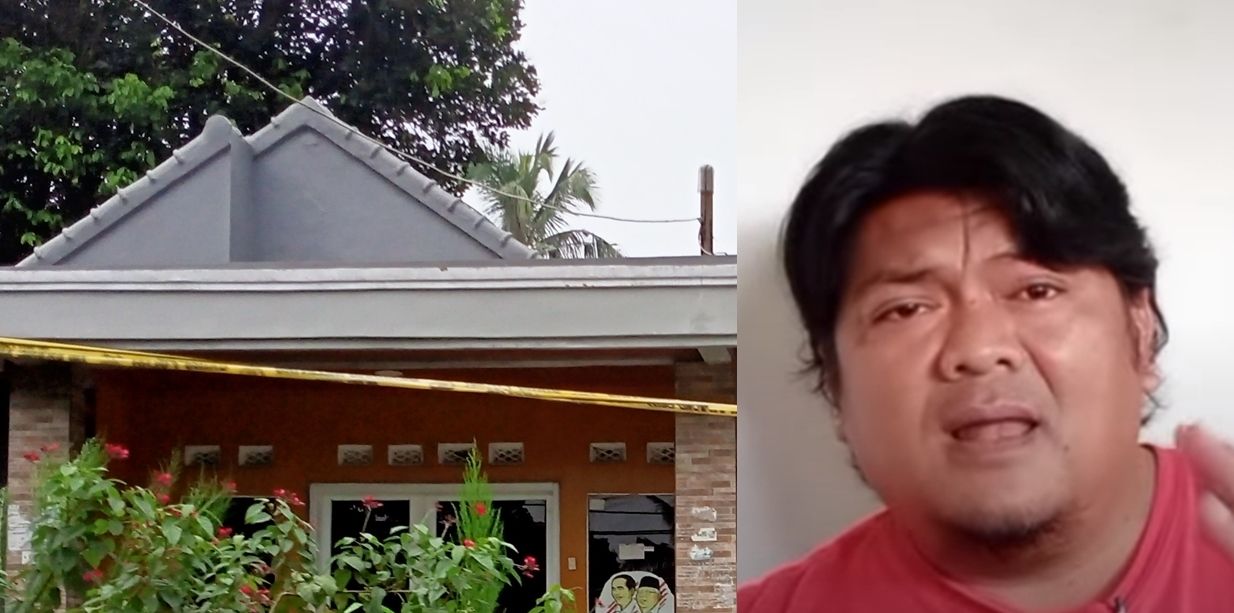 Atap rumah kejadian pembunuhan di Jalancagak, Subang, dan Fredy Sudaryanto, salah seotang pengamat kasus itu.