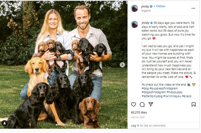 Adik kandung Kate Middleton, James Middleton membagikan potret kenangan anak anjing milik sang kakak dan Pangeran William.*