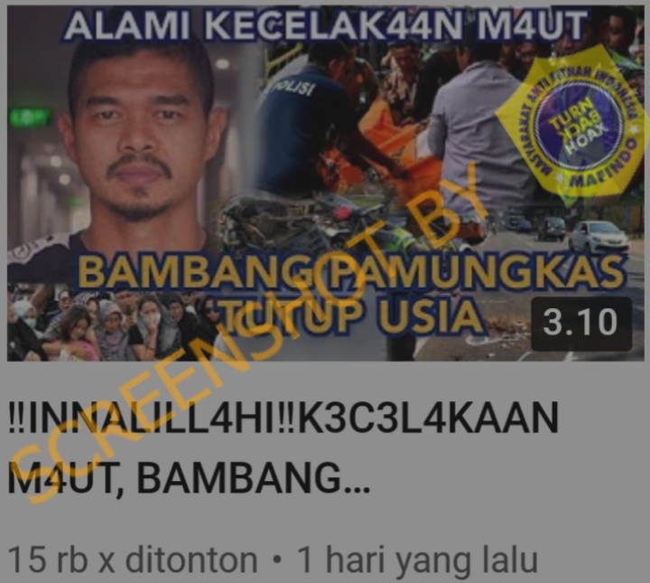 Kabar hoaks di YouTube seputar Bambang Pamungkas legenda Persija.