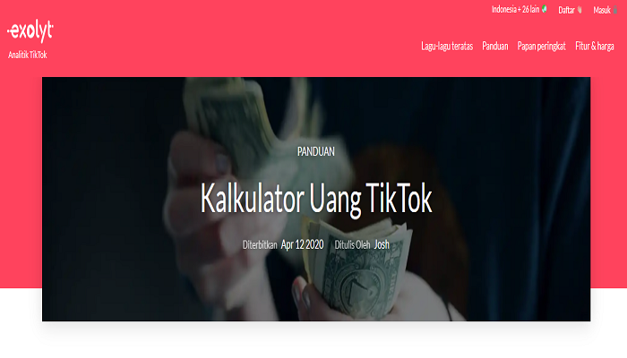 Ini Cara Menggunakan Exolyt Kalkulator Uang TikTok, Hitung Jumlah