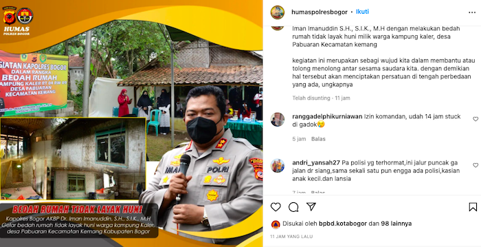Instagram Humas Polres Bogor turut dibanjiri keluhan warganet terkait kemacetan jalur Puncak
