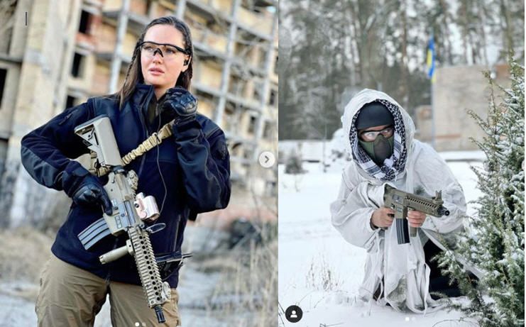 Eks Miss Ukraina, Anastasia Lenna, viral di media sosial lantaran pakai perlengkapan tempur lengkap untuk bela negaranya dari invasi Rusia.
