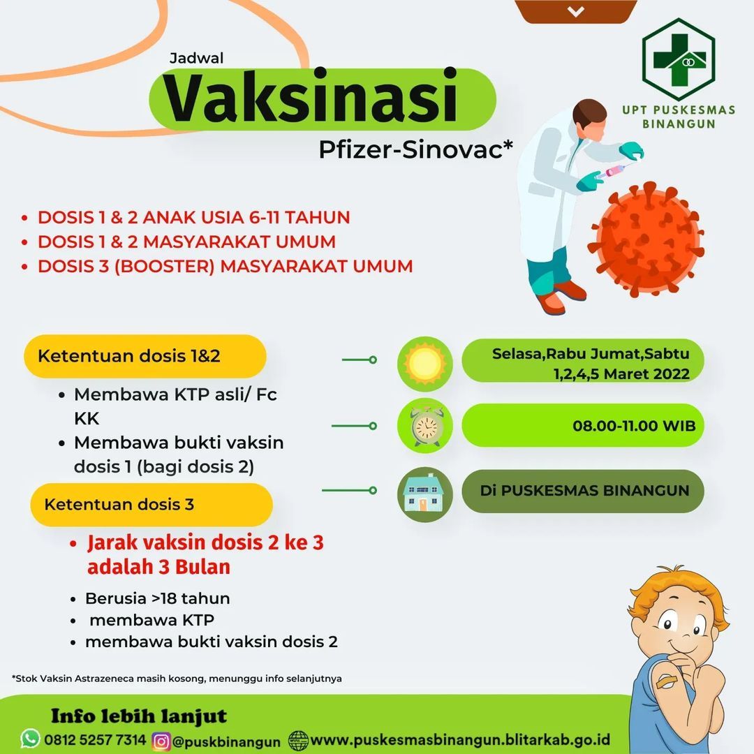 Info Vaksin di Puskesmas Binangun Kabupaten Blitar 
