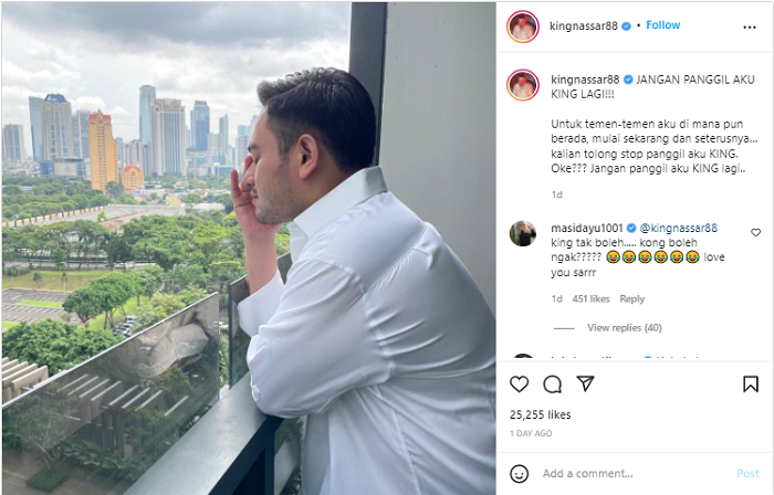  Jangan Panggil Aku King di Instagramnya, Nassar Bikin Netizen Cemas dan Penasaran