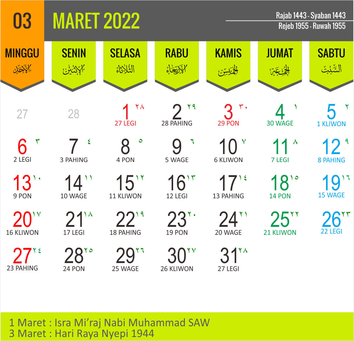25 maret 2022 kalender jawa