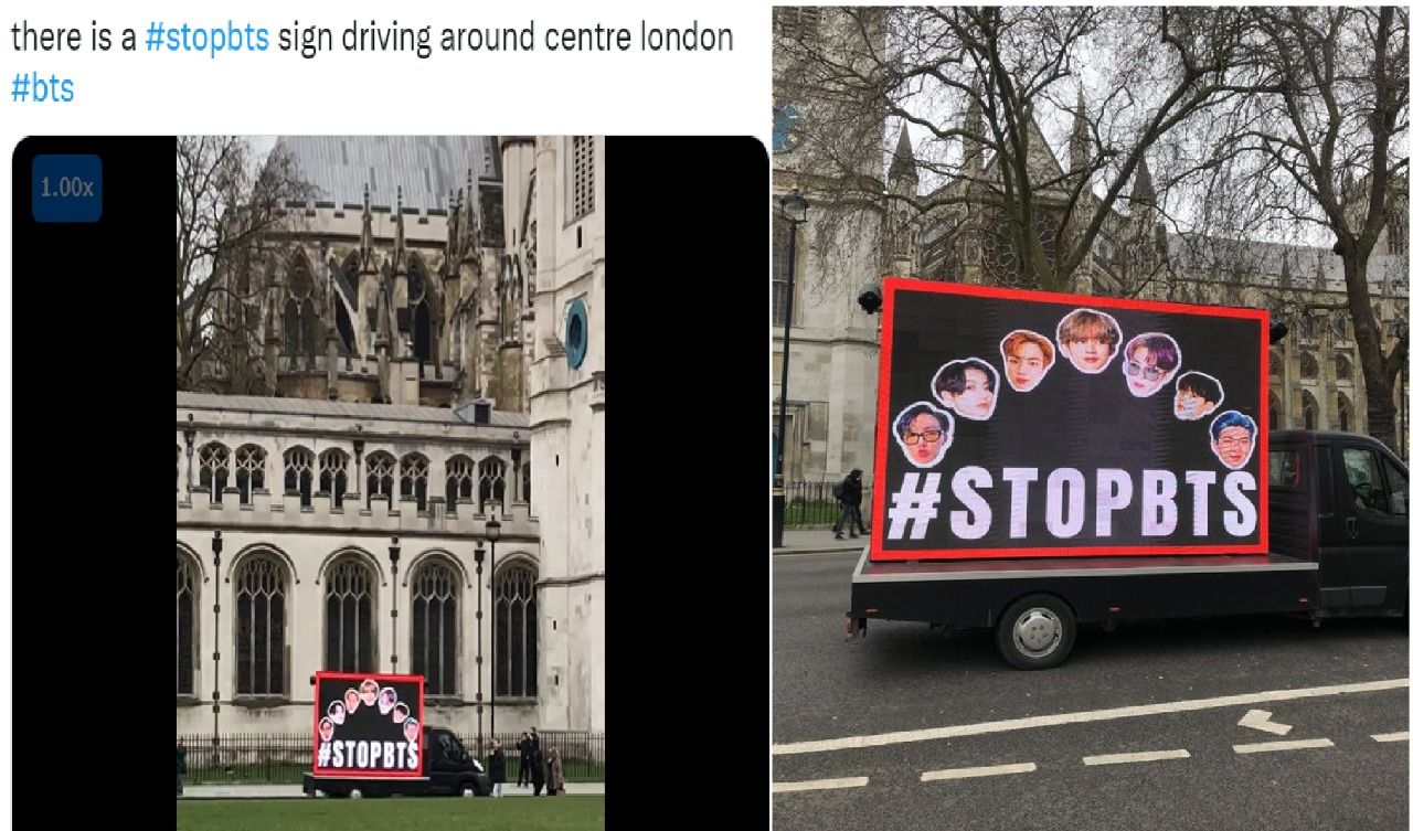 video truk dengan tagar #STOPBTS dibagikan seorang pengguna Twitter