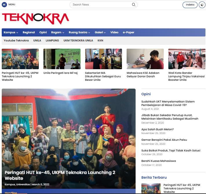 Tampilan situs baru UKPM Teknokra yang teknokra.co