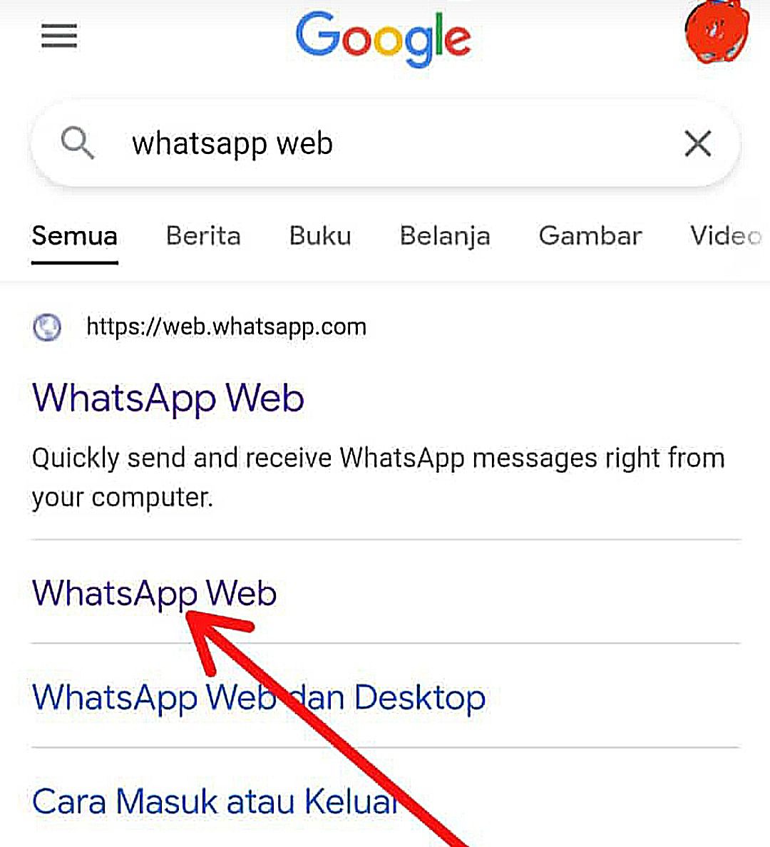 Pencarian Whatsapp Web