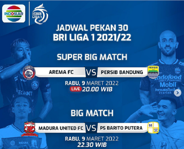 Jadwal Acara Indosiar Hari Ini Rabu 9 Maret 2022: Liga 1 Super Big ...