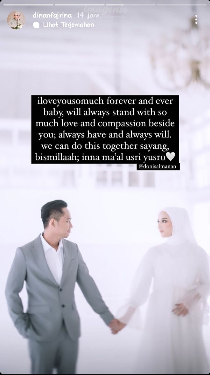 Unggahan isi hati Dinan Nurfajrina, istri Doni Salmanan melalui Instagram story