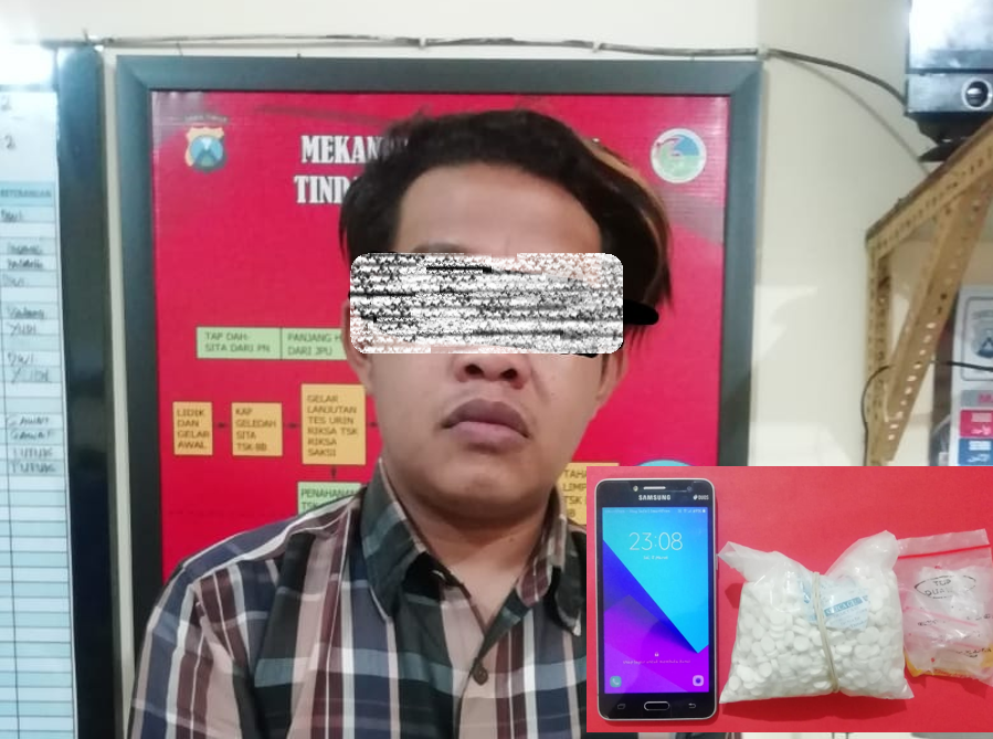 Pemuda asal Kecamatan Tarokan Kabupaten Kediri ditangkap Sat Resnarkoba Polres Kediri Kota, alasannya jual pil dobel L karena hal ini