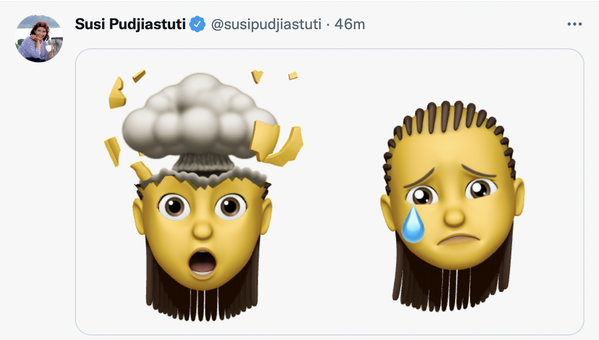 Susi Pudjiastuti berikan emoticon terkejut dan menangis pada kasus tewasnya dua bocah kembar yang tertabrak moge