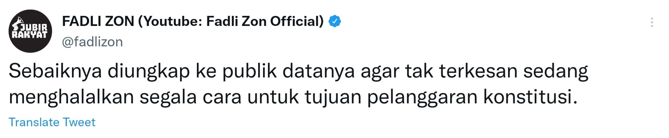Cuitan Fadli Zon mengomentari ucapan Luhut yang mengklaim memiliki big data rakyat Indonesia yang setuju Pemilu 2024 ditunda.