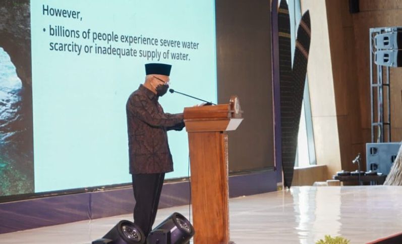 Wapres Ma'ruf Amin saat membuka acara The 2nd Asia International Water Week (AIWW) di Labuan Bajo, Senin 14 Maret 2022. 
