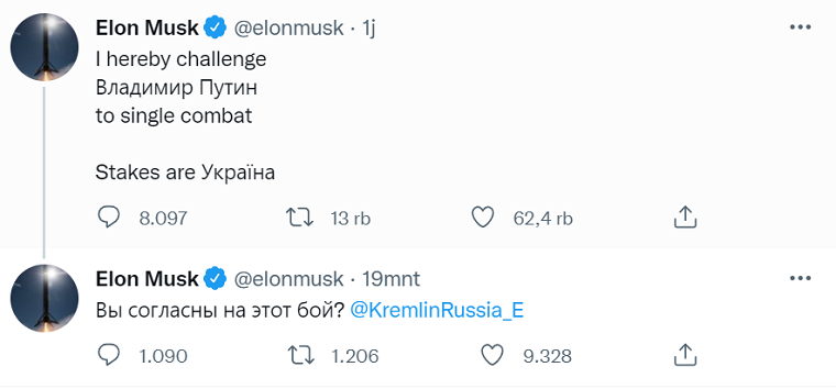 Elon Musk nekat menantang Vladimir Putin dengan cuitan dalam alfabet Rusia hingga sebut hal ini kepada Twitter Kremlin.