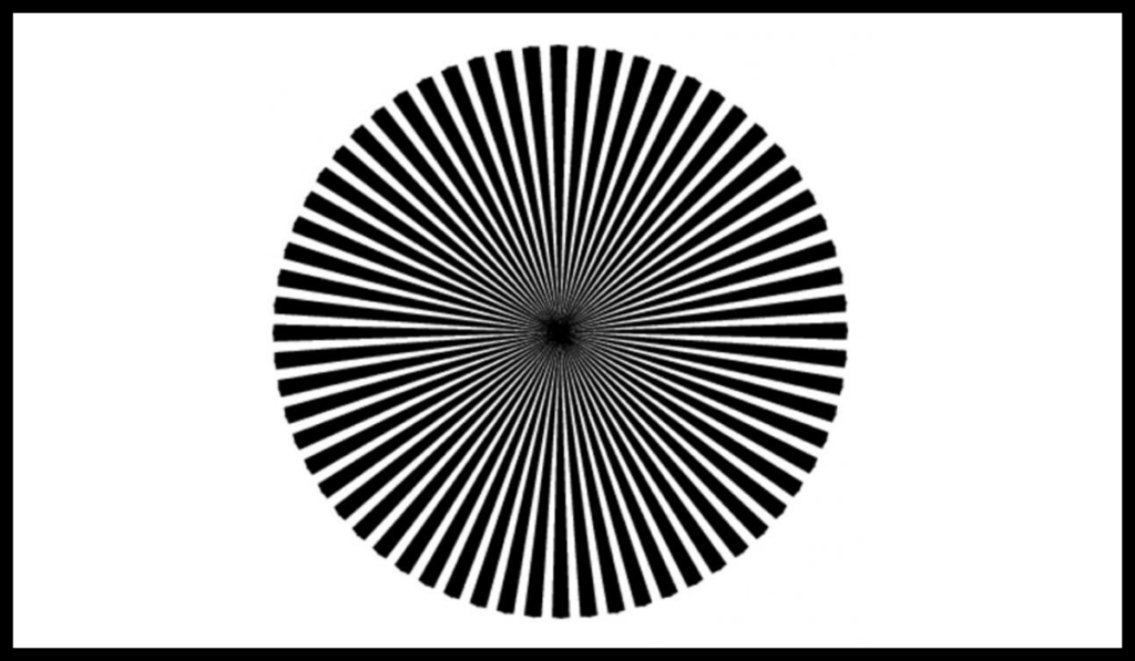 Ilusi optik lingkaran hitam putih.