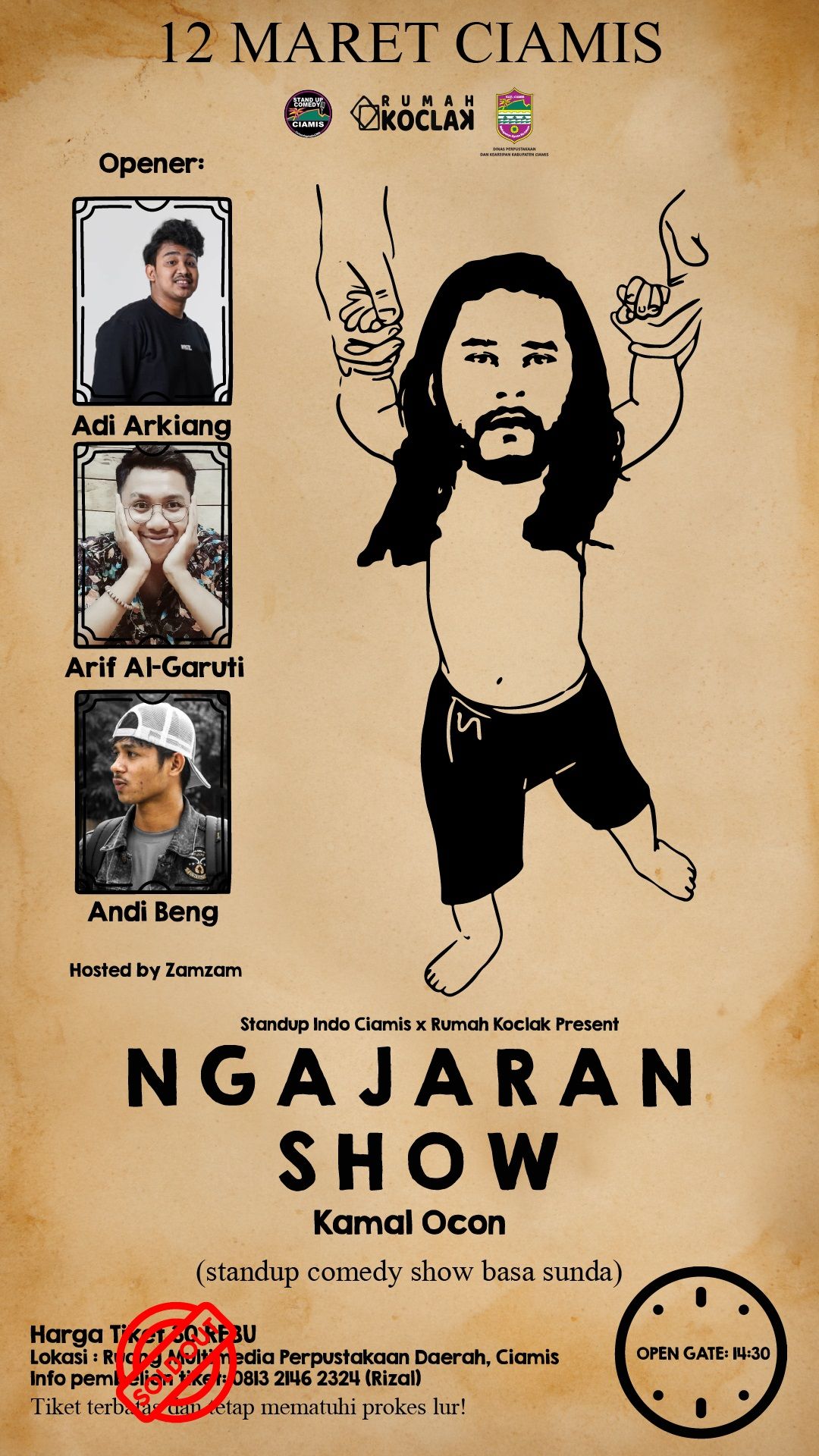 Poster Stand Up Comedy Tur Bahasa Sunda 'NGAJARAN SHOW' Kamal Ocon di Ciamis