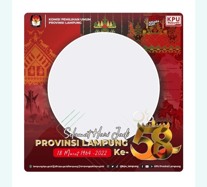 Twibbon Hari Jadi Provinsi Lampung 2022 Ke 58 PNG: Ide Kreatif Untuk ...