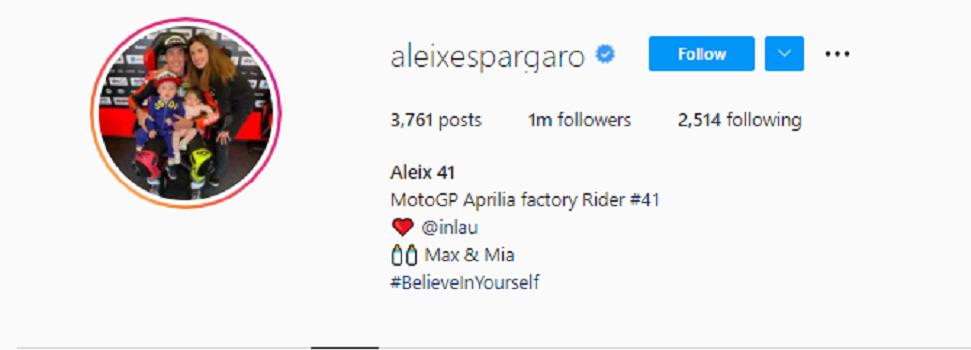 Jumlah pengikut di Instagram Aleix Espargaro sudah tembus 1 juta.