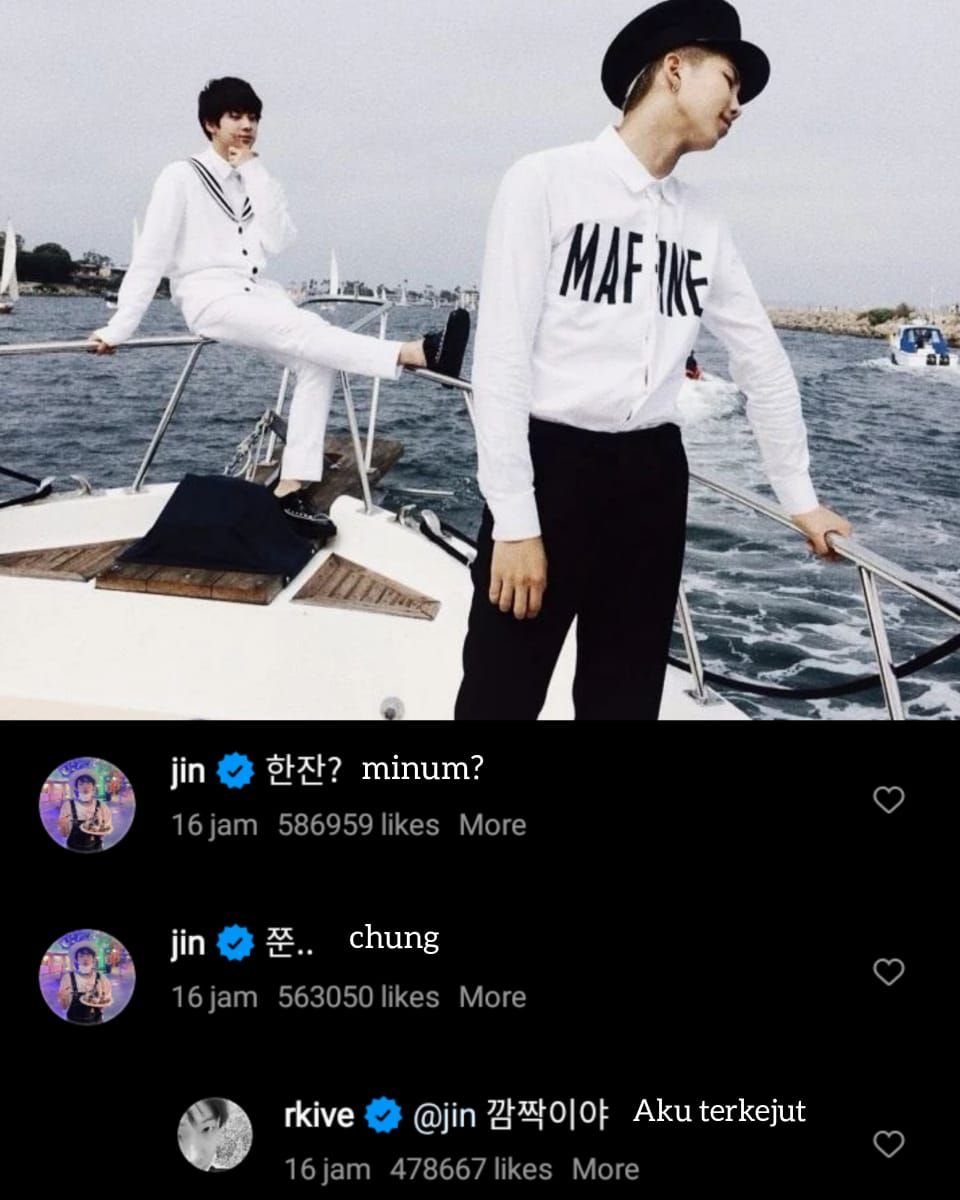 komentar Jin BTS di postingan Instagram rkive