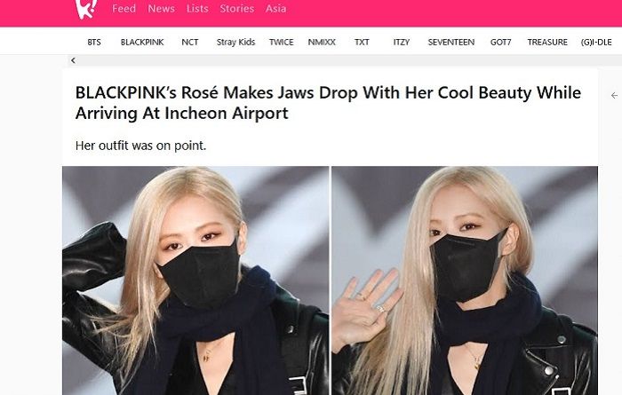 Koreaboo beritakan Rose BLACKPINK dalam perjalanan dari Incheon ke Los Angeles. Tangkapan laya