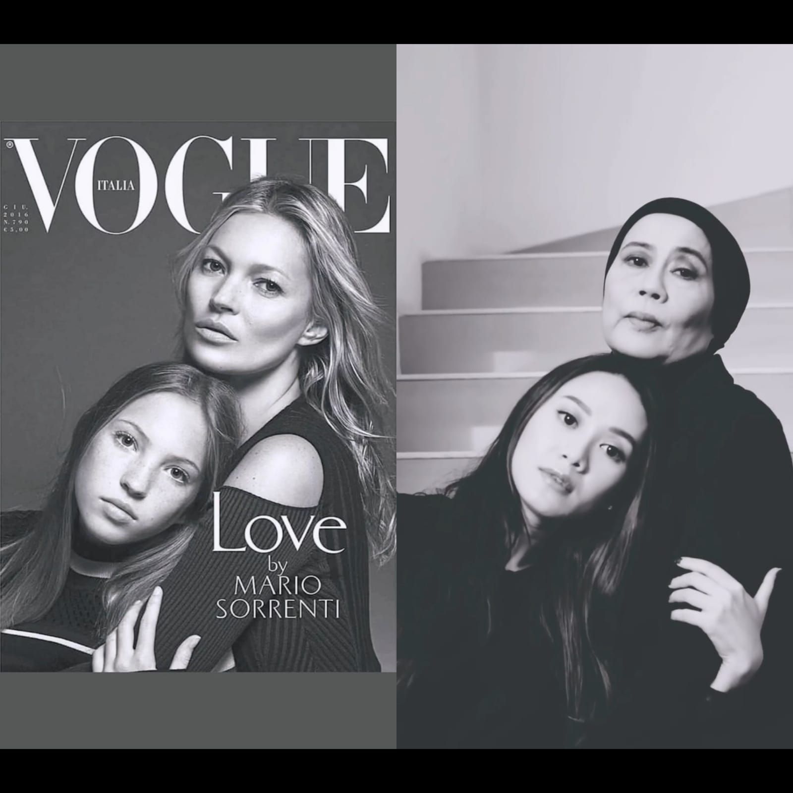 Dewi Yull dan Merdianti Octavia menirukan cover majalah Vogue