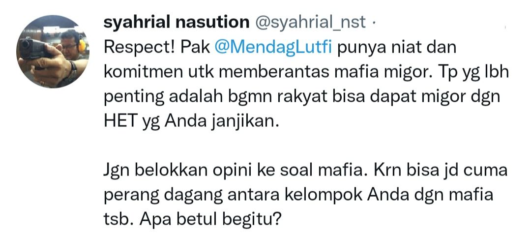 Politisi Partai Demokrat, Syahrial Nasution respek dengan niatan Mendag Lutfi berkomitmen memberantas mafia minyak goreng
