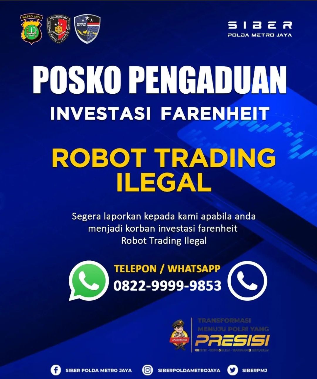 Polda Metro Jaya buka posko pengaduan korban investasi bodong trading Fahrenheit