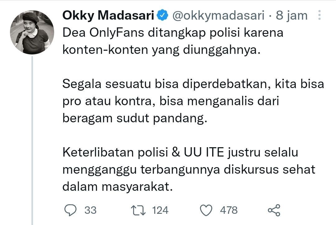 Twett Okky Madasari / Twitter / Tangkapan layar Twitter @okkymadasari