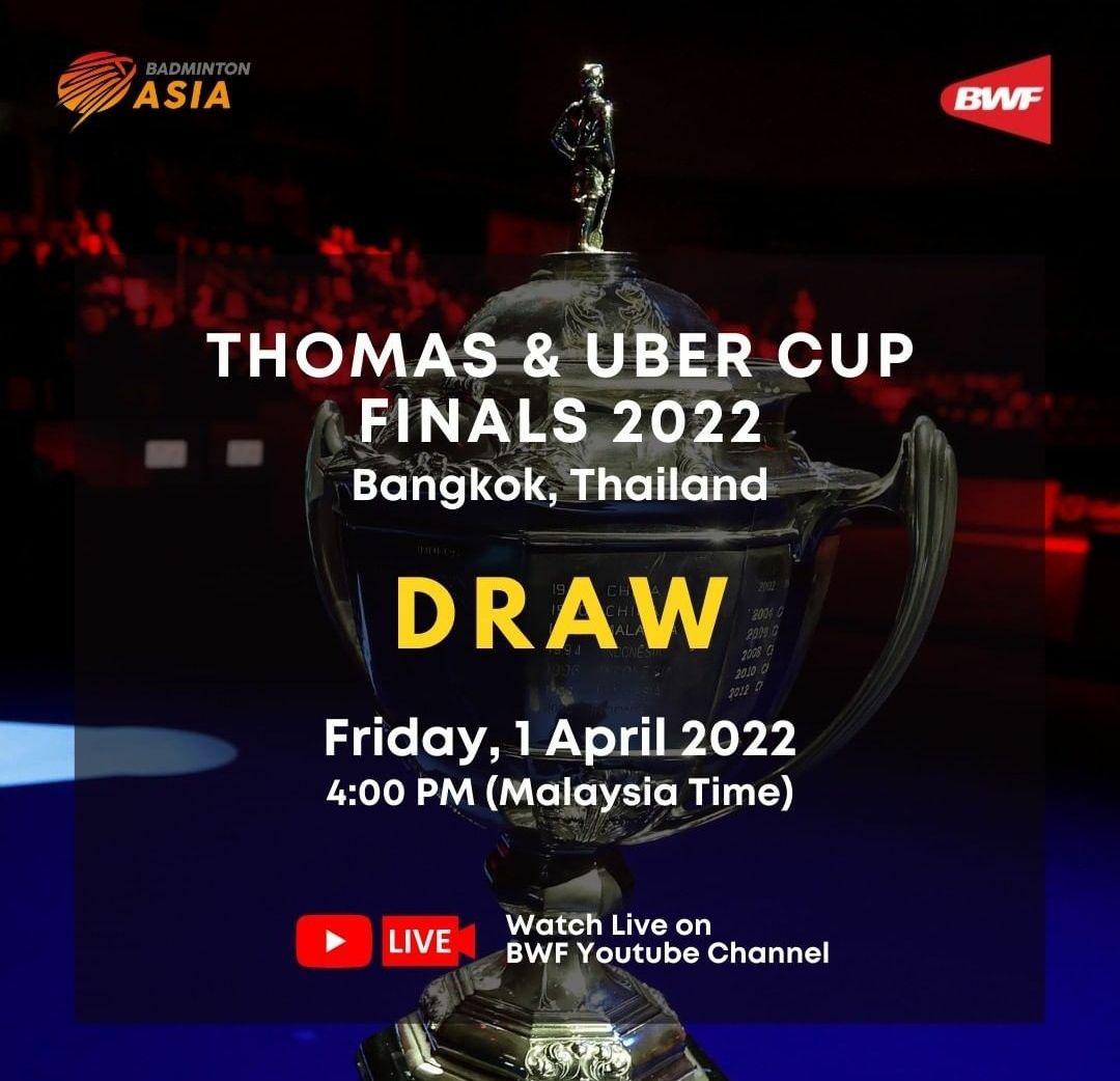 Link Live Drawing Thomas dan Uber Cup 2022 Jumat 1 April 2022, Pasang Alarm Dari Sekarang!