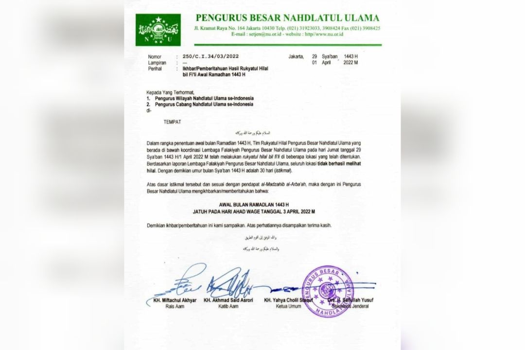 Puasa jatuh pada tanggal