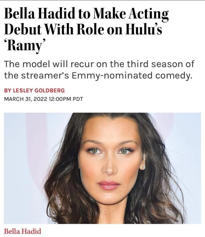 Supermodel Bella Hadid, Dikonfirmasi Bakal Debut Akting di Hulu 'Ramy Season 3'