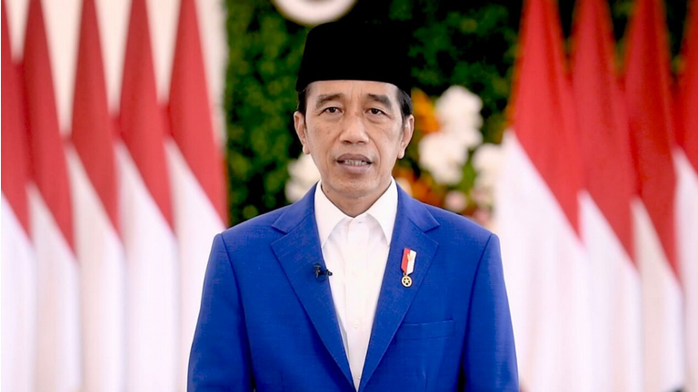 Presiden Joko Widodo mengucapkan selamat menjalankan ibadah puasa Ramadan bagi semua umat muslim yang menjalankan, di Istana Kepresidenan Bogor, Sabtu, 2 April 2022. Foto: BPMI Setpres.