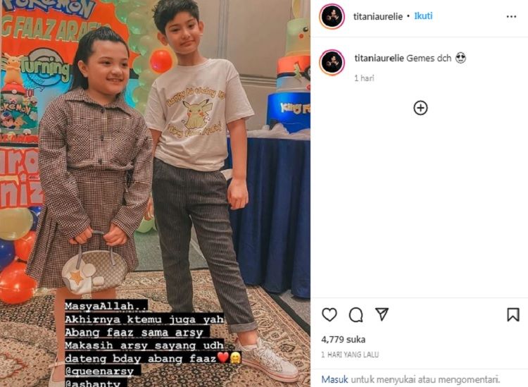 Arsy hadiri ulang tahun putra Fairuz A Rafiq, King Faaz.