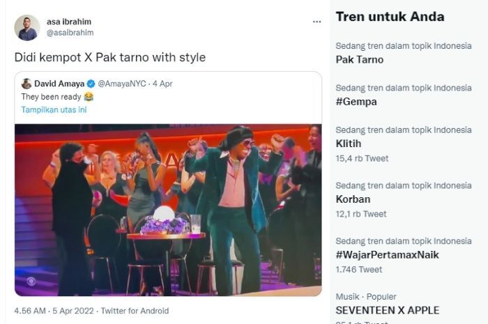 Penyebab Pak Tarno menjadi trending Twitter.