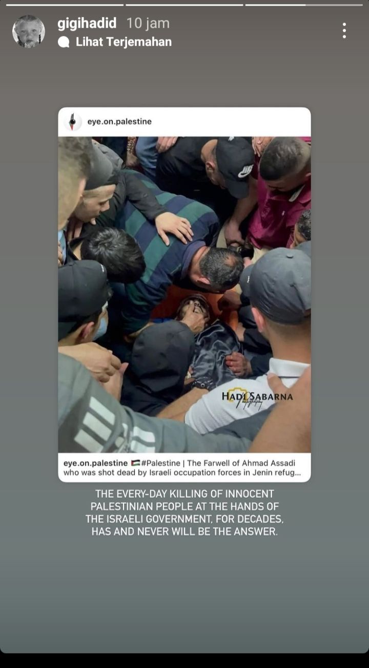 Ungkapan geram Gigi Hadid atas penyerangan militer Israel pada warga Palestina.