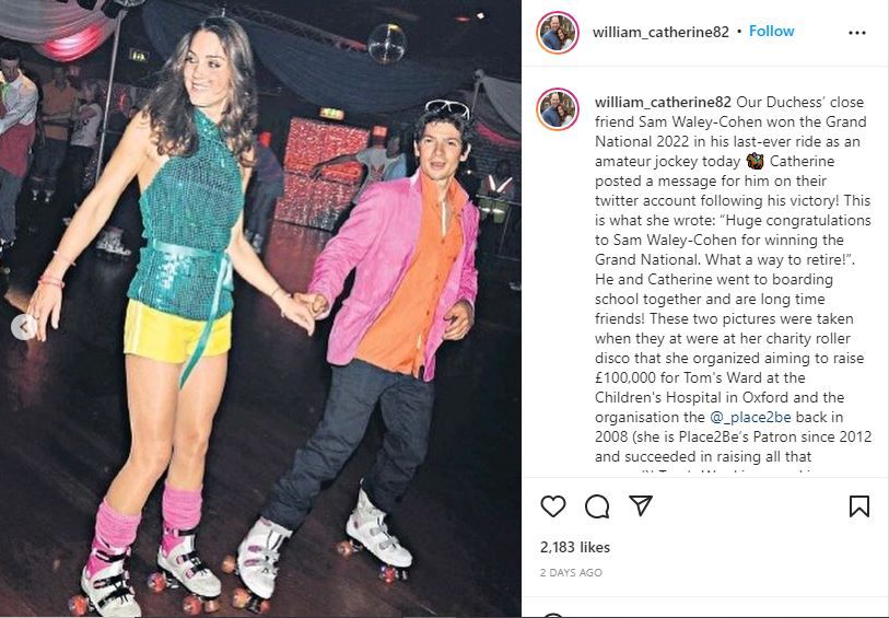 Tangkapan layar akun Instagram @william_catherine82 yang memperlihatkan sosok teman terbaik dari Kate Middleton dan Pangeran William, Sam Waley-Cohen