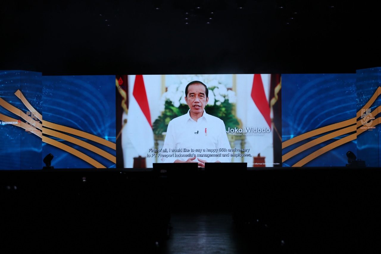 Presiden Indonesia,  Joko Widodo, saat memberikan sambutannya.