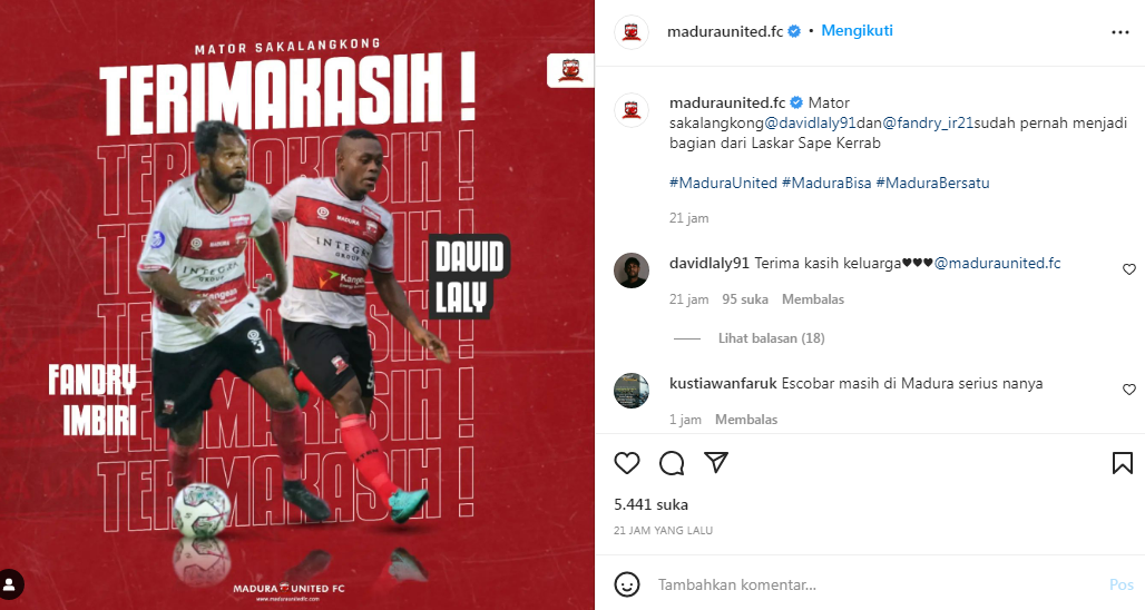 10 Pemain Hengkang dari Madra United, Termasuk David Laly Sayap Lincah Mantan Persib Bandung 