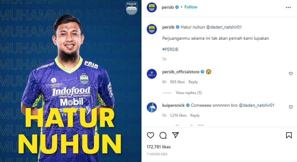 Kiper Persib Bandung Deden Natshir dilepas oleh Persib Bandung di bursa transfer musim ini